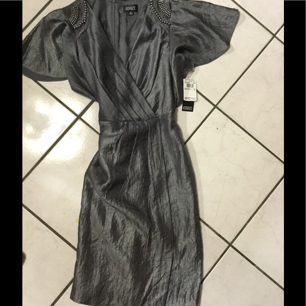 COPY - Adrianna Papell Gunmetal Dark Silver Dress